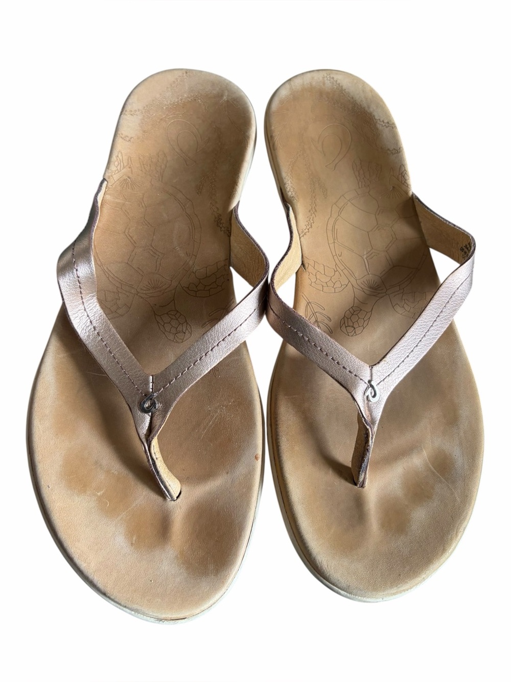 Olukai Rose Gold Honu Flip Flops